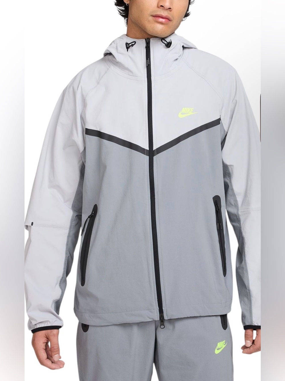 ✨ Nike Sportswear Windrunner Jacket Gray Volt Men’s Large NWT ✨